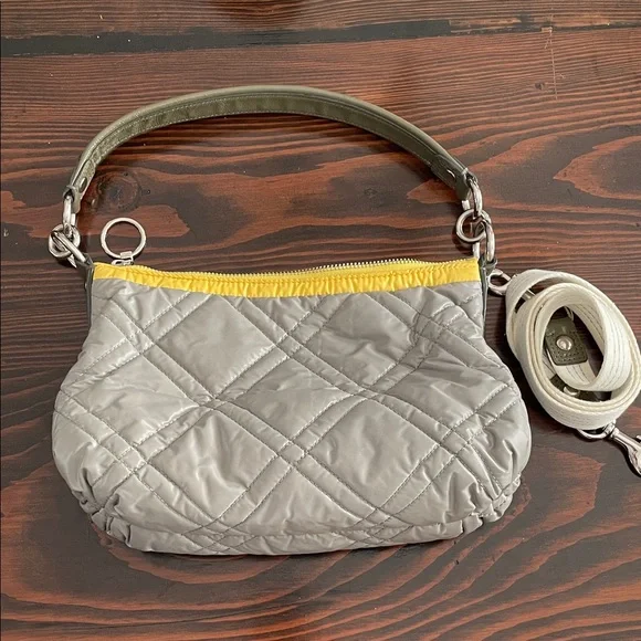Coach Quilted Gray and Yellow Shoulder Bag - Picture 2 of 5